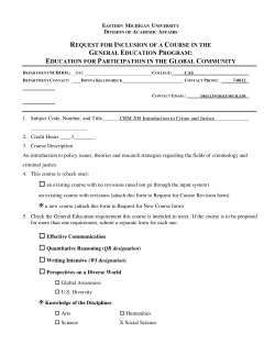CRM 200 Crime and Justice - Eastern Michigan University