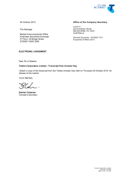October 2015 Investor Day transcript