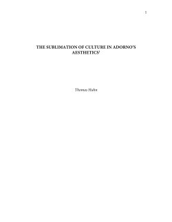 The Concept of Sublimation in Adorno`s Aesthetics