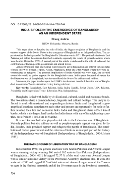 INDIA`S ROLE IN THE EMERGENCE OF BANGLADESH AS AN