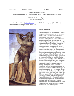 CLC 3333F Dante`s Inferno J. Miller 5/6/13 WESTERN UNIVERSITY