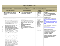 unit: expressions - Caldwell County Schools