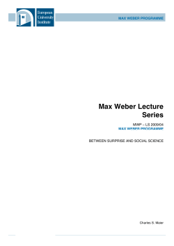 Max Weber Lecture Series