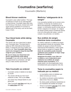 Coumadin (Warfarin) - Spanish - Health Information Translations