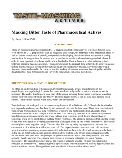 Masking Bitter Taste of Pharmaceutical Actives