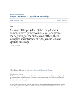 Message of the president of the United States communicated to the