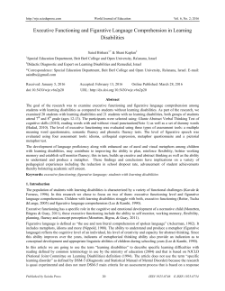 Executive Functioning and Figurative Language Comprehension in
