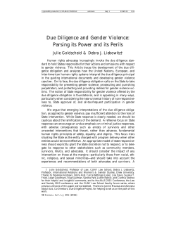 Due Diligence and Gender Violence: Parsing its Power and its Perils
