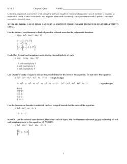 Math 3 Chapter 3 Quiz NAME - Pasadena City College