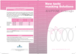 New taste masking Solutions KLEPTOSE&reg; Linecaps