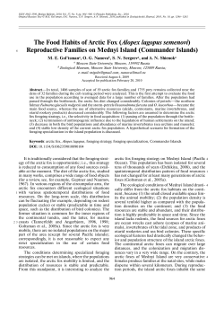 The Food Habits of Arctic Fox (Alopex lagopus semenovi