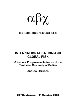 INTERNATIONALISATION AND GLOBAL RISK