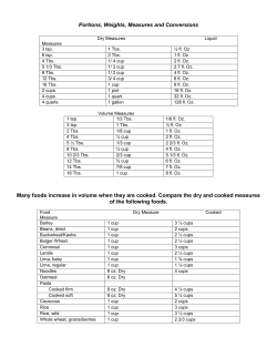 Portions, Weights, Measures and Conversions Many