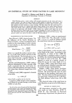 AN EMPIRICAL STUDY OF WIND FACTOR IN LAKE MENDOTA
