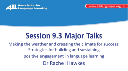 Session 9.3 Major Talks - Association for Language Learning