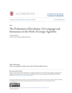 The Profanation of Revelation: On Language