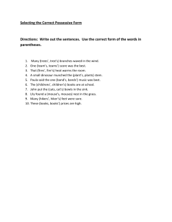 Selecting the Correct Possessive Form Directions: Write out the