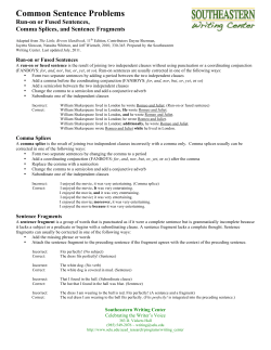 Common Sentence Problems