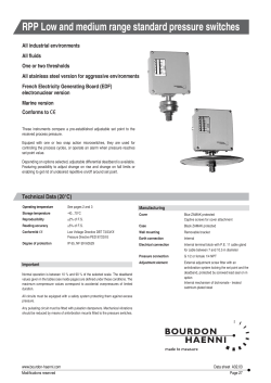 RPP Low and medium range standard pressure switches