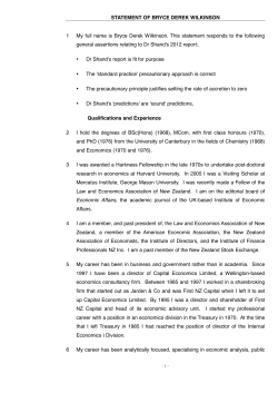 STATEMENT OF BRYCE DEREK WILKINSON 1 My full name is