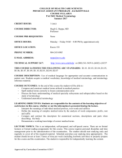 Medical Terminology Syllabus - College of Health Care Sciences