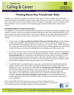 Thinking About Your Transferable Skills
