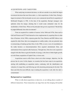 ACQUISITIONS AND TAKEOVERS