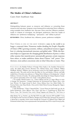 The Modes of China`s Influence: Cases from Southeast Asia