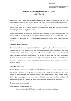 formal requirements of master thesis