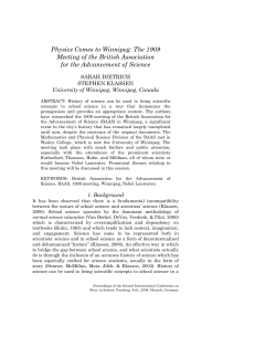 Physics Comes to Winnipeg - Contextual Science Teaching