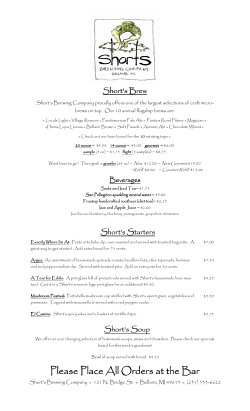 Deli Menu Sum 10 - Short`s Brewing Company
