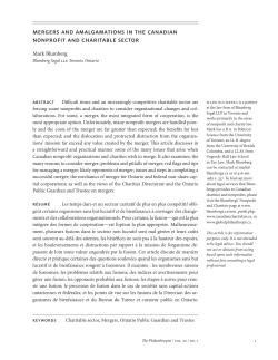 Mergers and Amalgamations within the Canadian Non