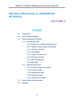 Module 2: Physico-Mechanical Properties of Rocks