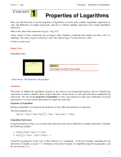 CONCEPT 1 Properties of Logarithms
