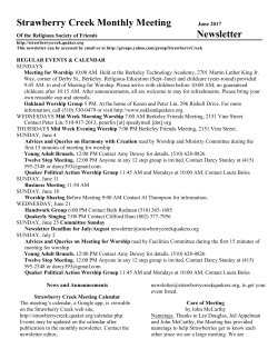 Newsletter - Strawberry Creek Quaker Meeting