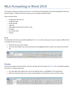MLA Formatting in Word 2010
