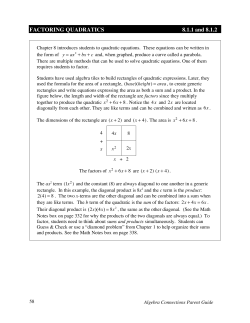 FACTORING QUADRATICS 8.1.1 and 8.1.2