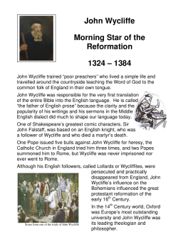 John Wycliffe Morning Star of the Reformation 1324 &ndash; 1384