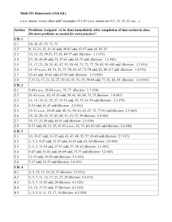 Math 251 Homework (11th Ed.) e.o.o. means &ldquo;every other odd
