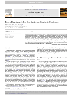 The world epidemic of sleep disorders is linked to vitamin D deficiency