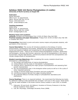 Marine Phytoplankton MASC 444 Syllabus