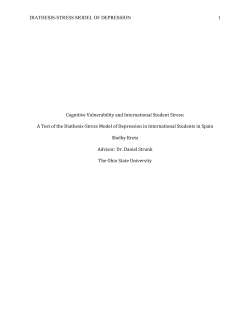 DIATHESIS-STRESS MODEL OF DEPRESSION 1 Cognitive