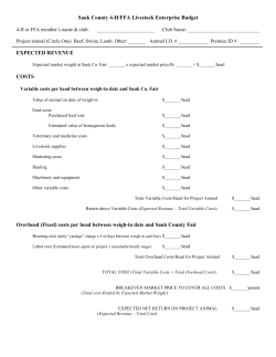Livestock Enterprise Budget Form