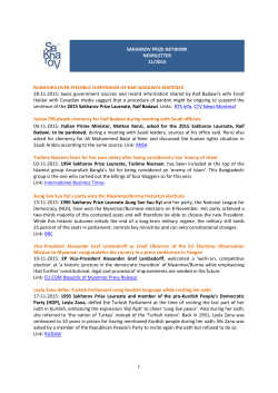 SAKHAROV PRIZE NETWORK NEWSLETTER 11/2015 RUMOURS