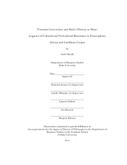 Toussaint Louverture and Haiti`s History as Muse