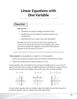 Connections Linear Equations with One Variable