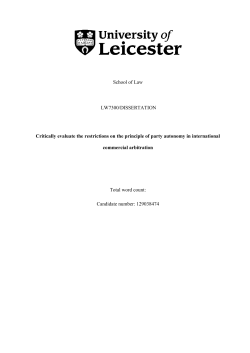 School of Law LW7300/DISSERTATION Critically evaluate the