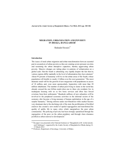 MIGRATION, URBANIZATION AND POVERTY IN DHAKA