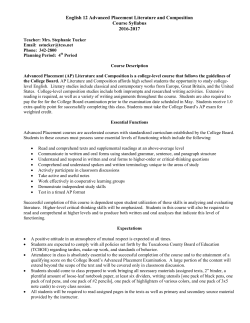 English 12 Advanced Placement Literature and Composition Course