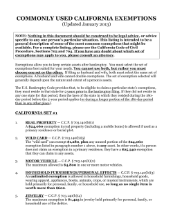 commonly used california exemptions
